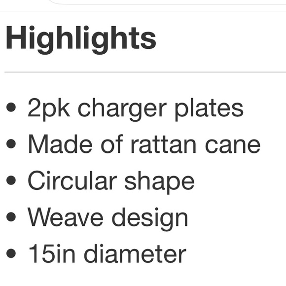 4!!!! THRESHOLD NWT rattan cane chargers -15” - Picture 6 of 8